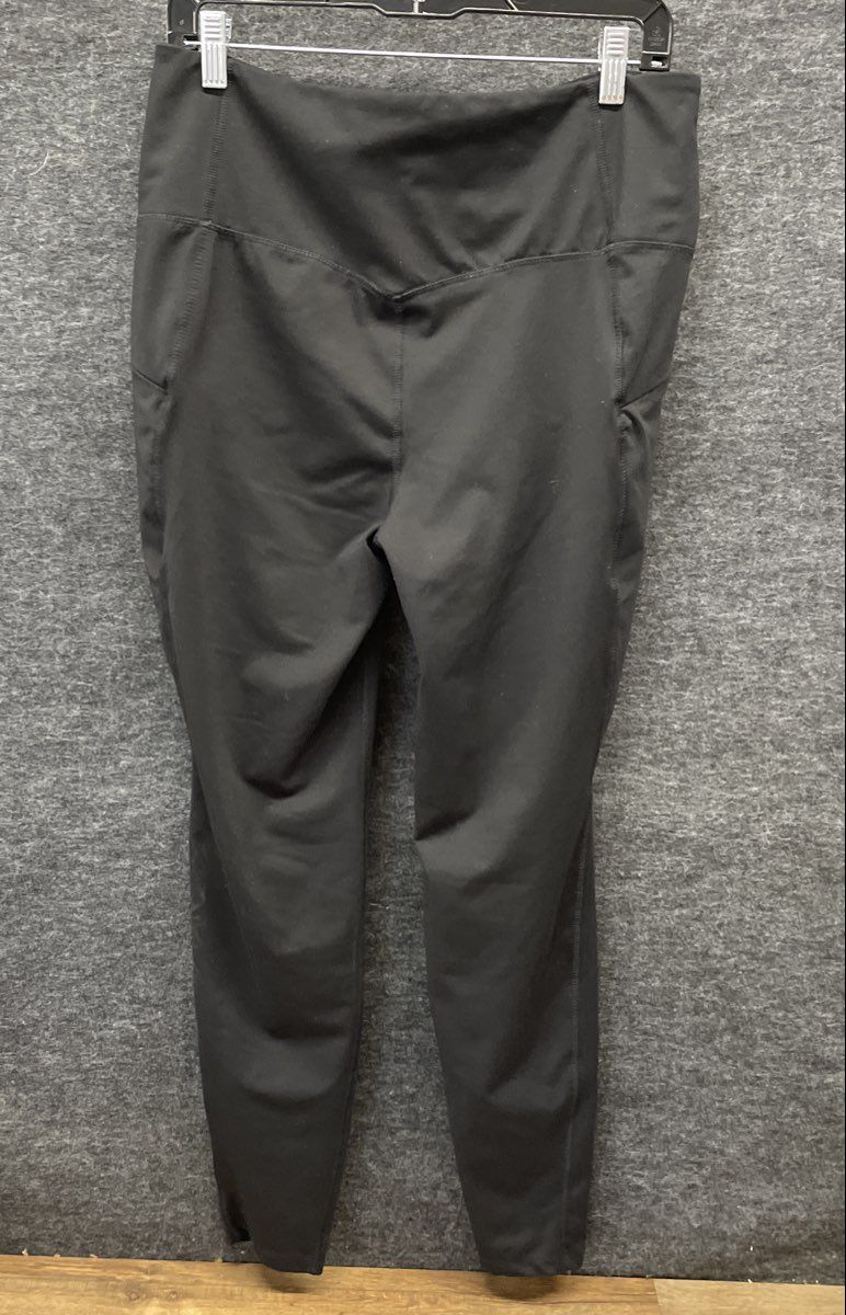 Eddie Bauer Women's Black High Rise Performance Trail Leggings Zipper Pockets L