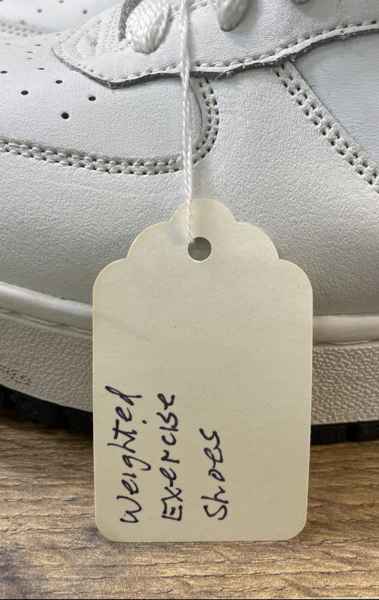Nikken CardioStrides White Navy Weighted Exercise High Top Sneakers Size 9.5