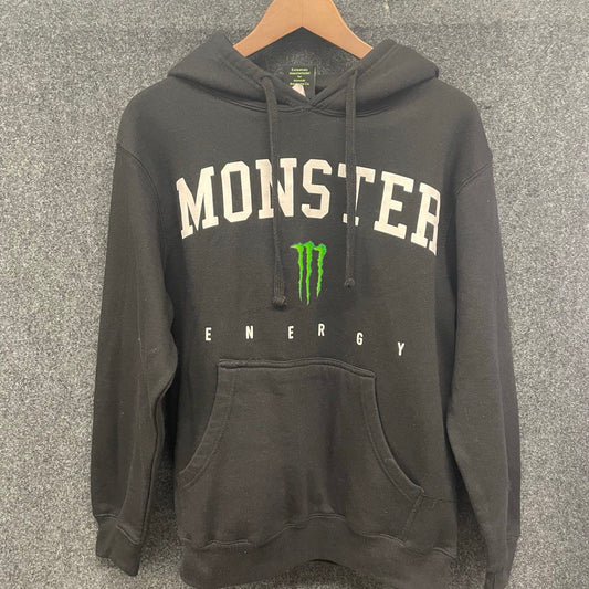 Monster Energy Men's Black Pullover Hoodie Screen Print Claw Logo Sz Small