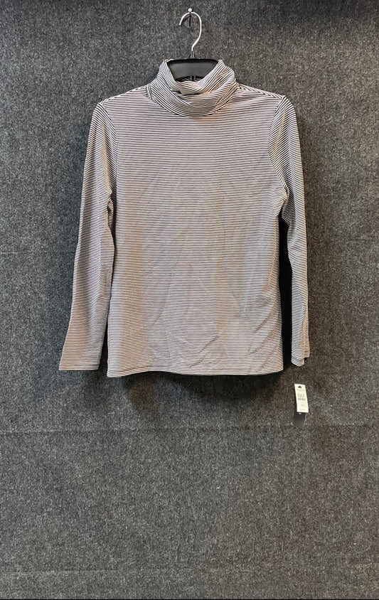Talbots Women's Black White Striped Turtleneck Shirt Long Sleeve Sz PM NWT