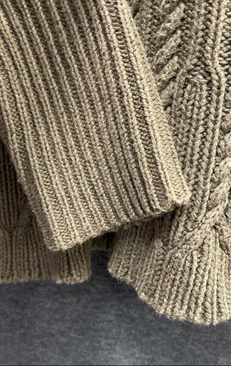 Lauren Ralph Lauren Women's Olive Green Cable Knit Cotton Cardigan Sweater Size