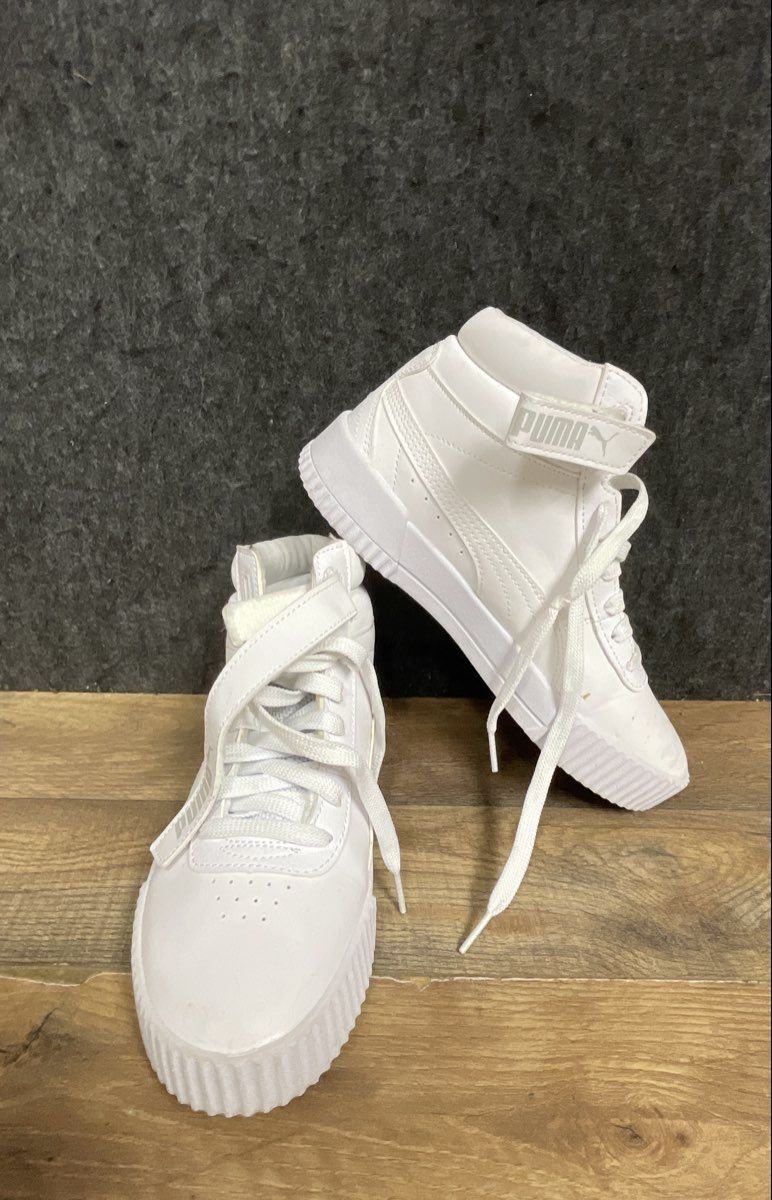 Puma Carina Mid Triple White Women's High Top Sneakers Size 8
