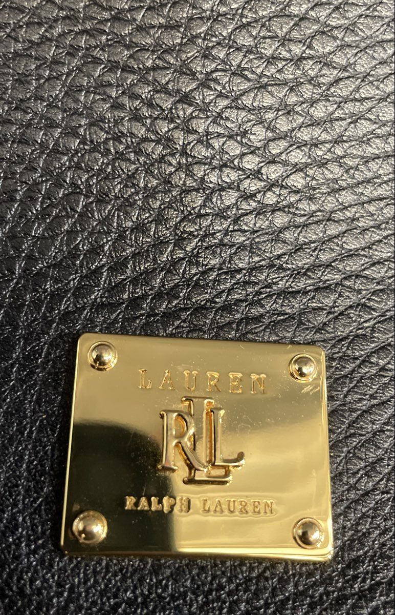 Lauren Ralph Lauren Black Pebbled Leather Large Tote Bag Gold Hardware