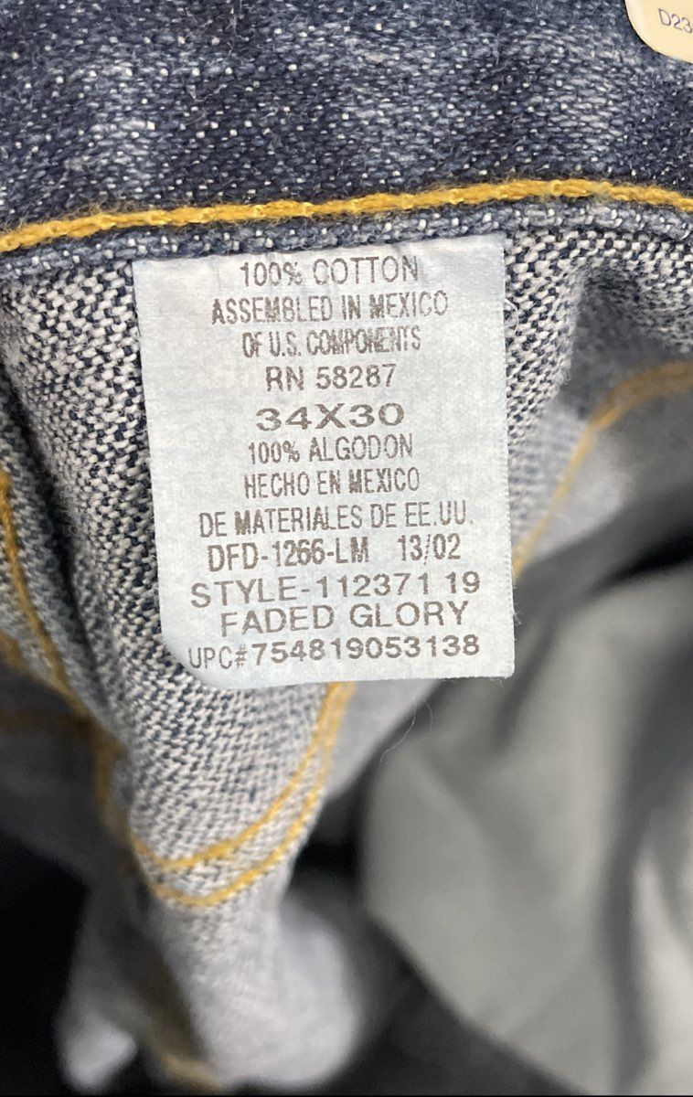 Vintage Y2K Faded Glory Men's Blue Relaxed Fit Jeans NWT Sz 34x30