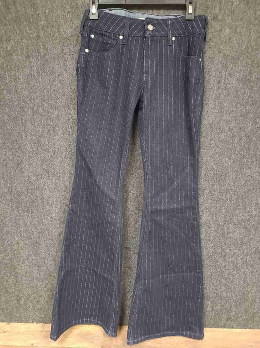 Ariat Women's Perfect Rise Flare Pants Blue Pinstripe Denim Jeans Sz 28R NWT