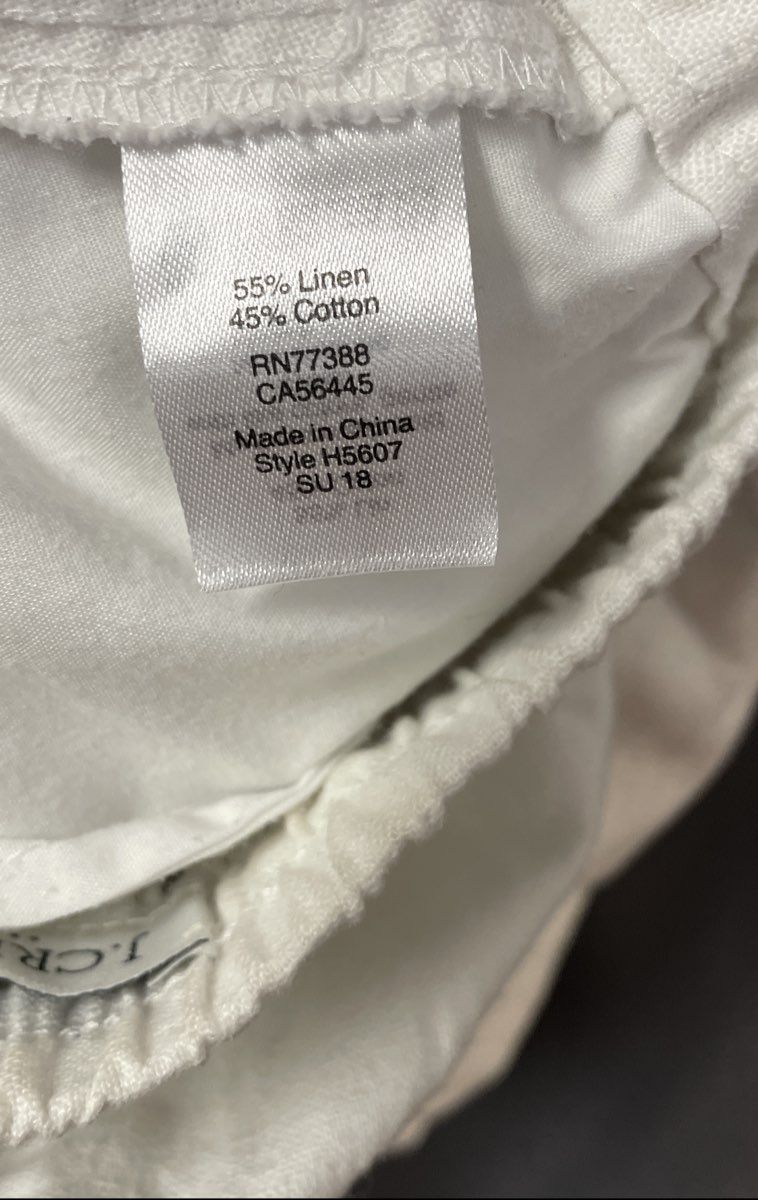 J. Crew Women's White Seaside Pants Linen Cotton Drawstring Tapered Leg Sz 4