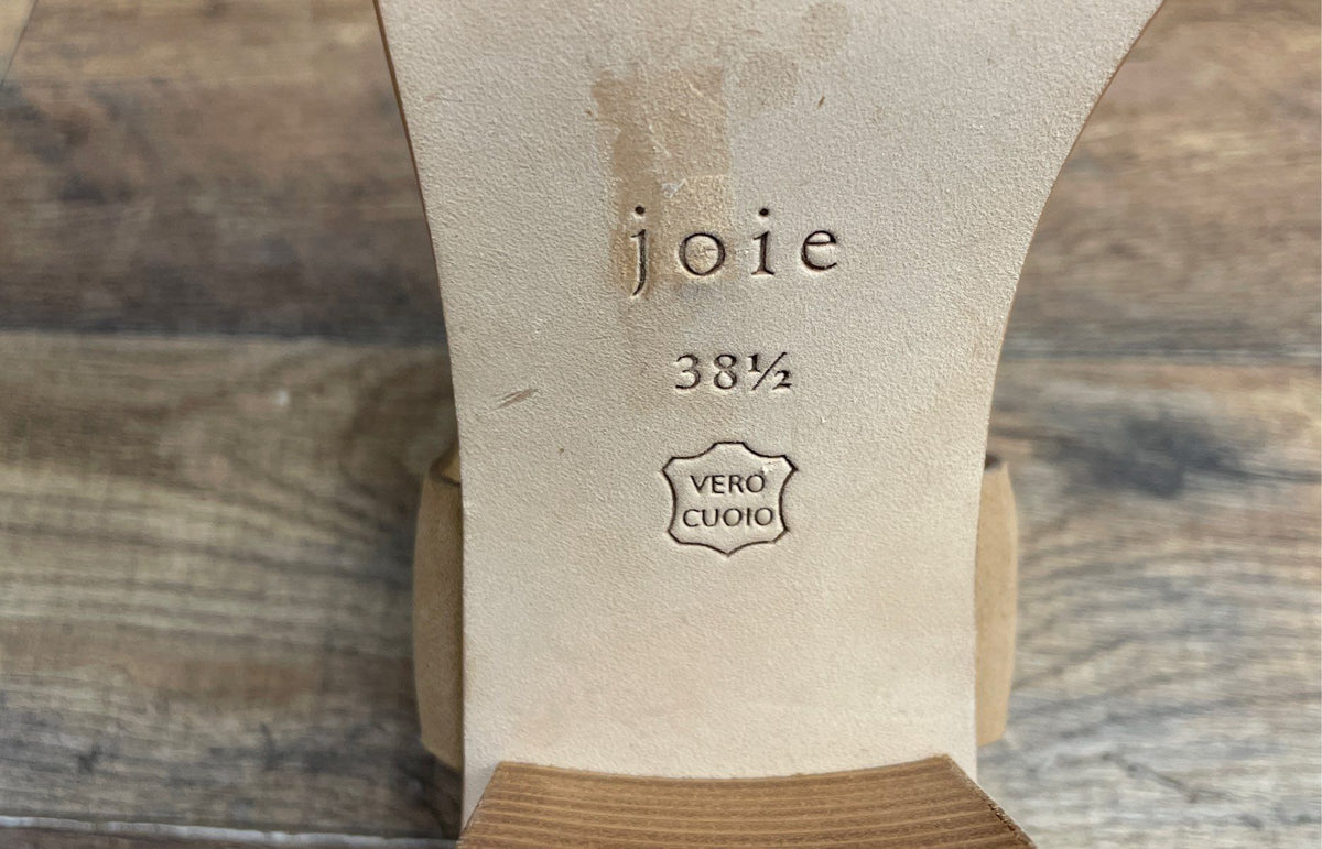 Joie Tan Suede Ankle Strap Block Heel Sandals Women's Size 38.5