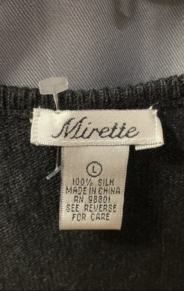 Mirette Women's Black 100% Silk V-Neck Textured Knit Sweater Vest Size L