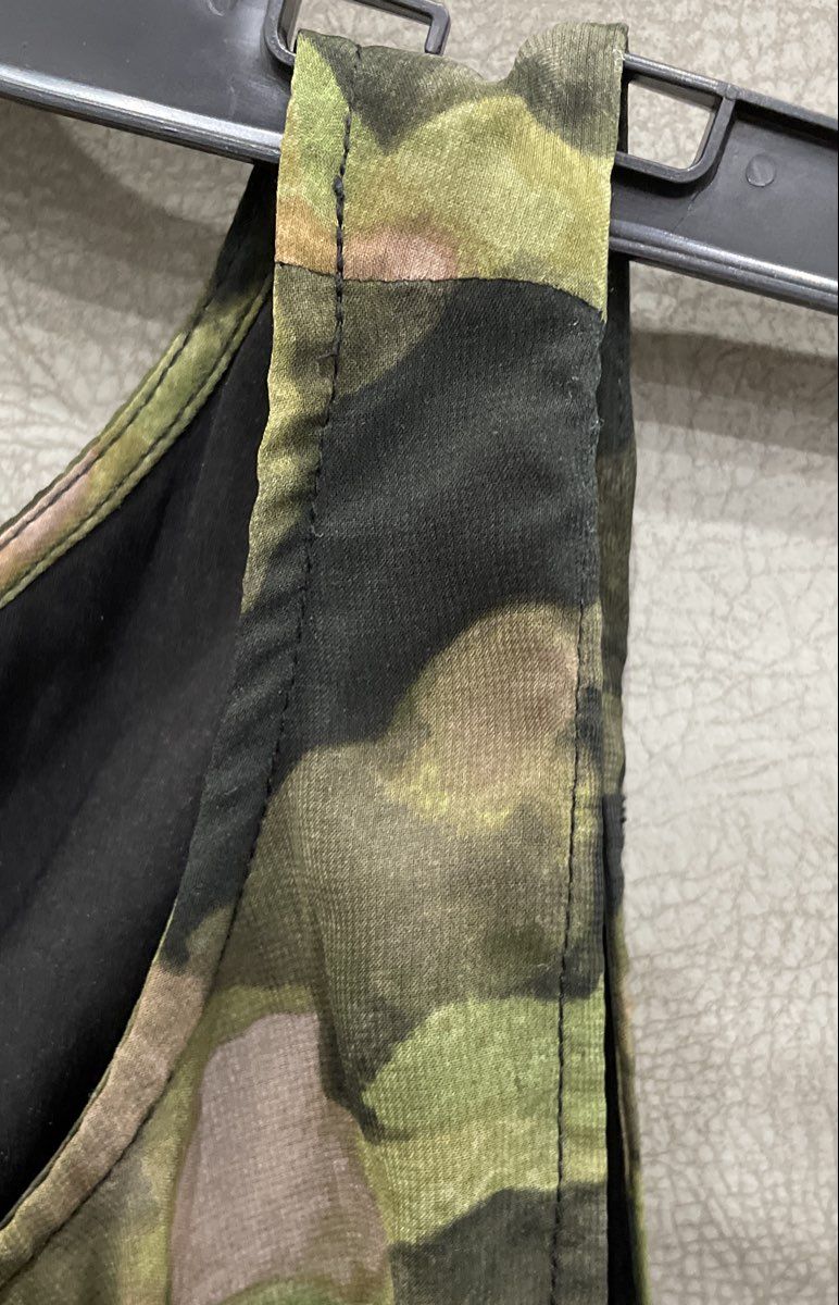 Kenneth Cole Women's Green Camouflage Sleeveless Lined Scoop Neck Dress Sz L
