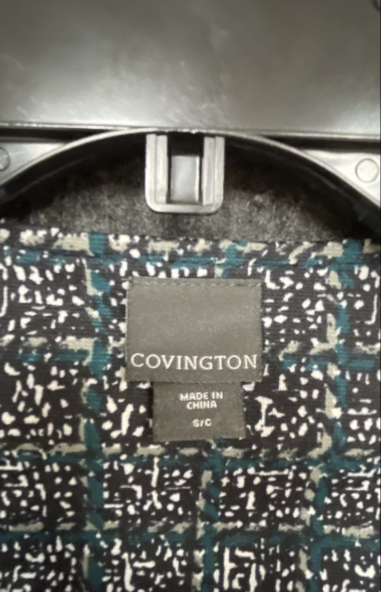 Covington Women's Teal Plaid Asymmetrical Zip Moto Jacket Faux Leather Sz S