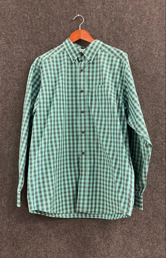 Ariat Men's Pro Series Plaid Long Sleeve Button Down Western Shirt Green Sz L