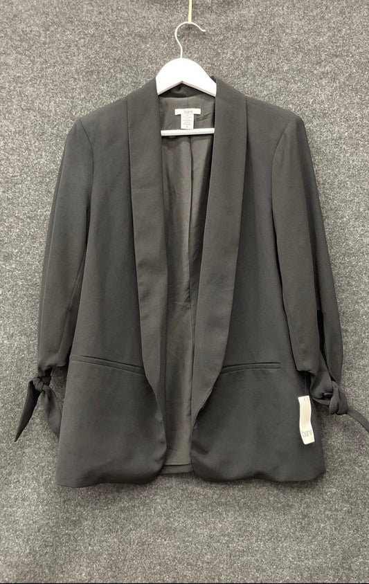 Bar III Women's Black Shawl Collar Open Front Tie Cuff Blazer Coat Sz S NWT
