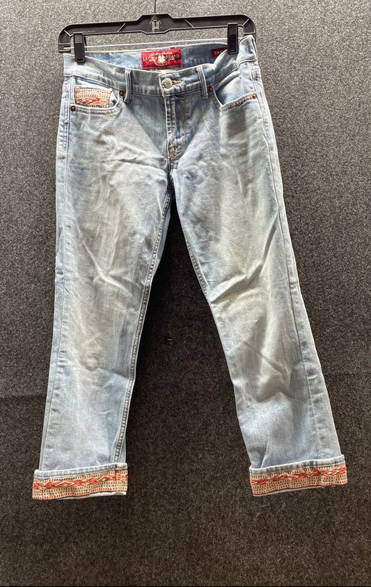 Lucky Brand Women's Sweet 'N Crop Jeans Light Wash Embroidered Cuff Sz 2/26