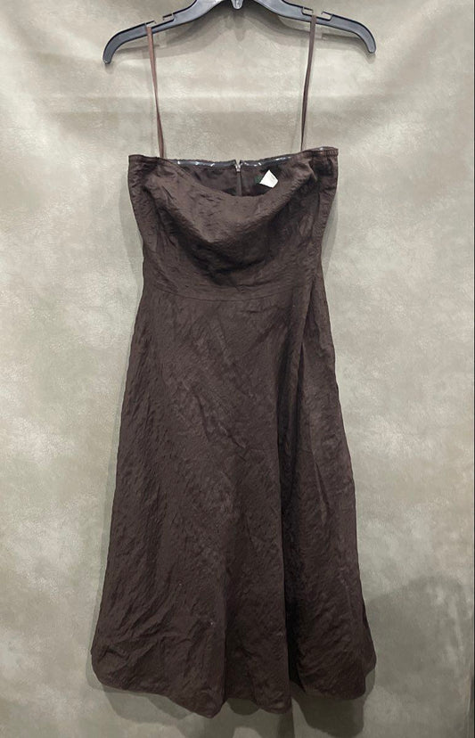 J. Crew Women's Brown Textured Crinkle Cotton Strapless Midi Dress Sz 8