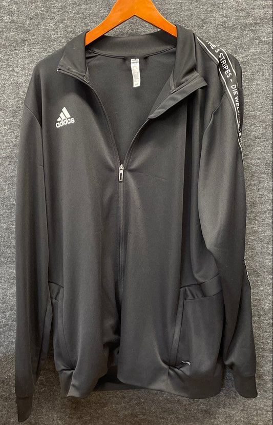 Adidas Men's Black Climalite Full Zip Track Jacket 3 Stripes Tape Logo Sz XL