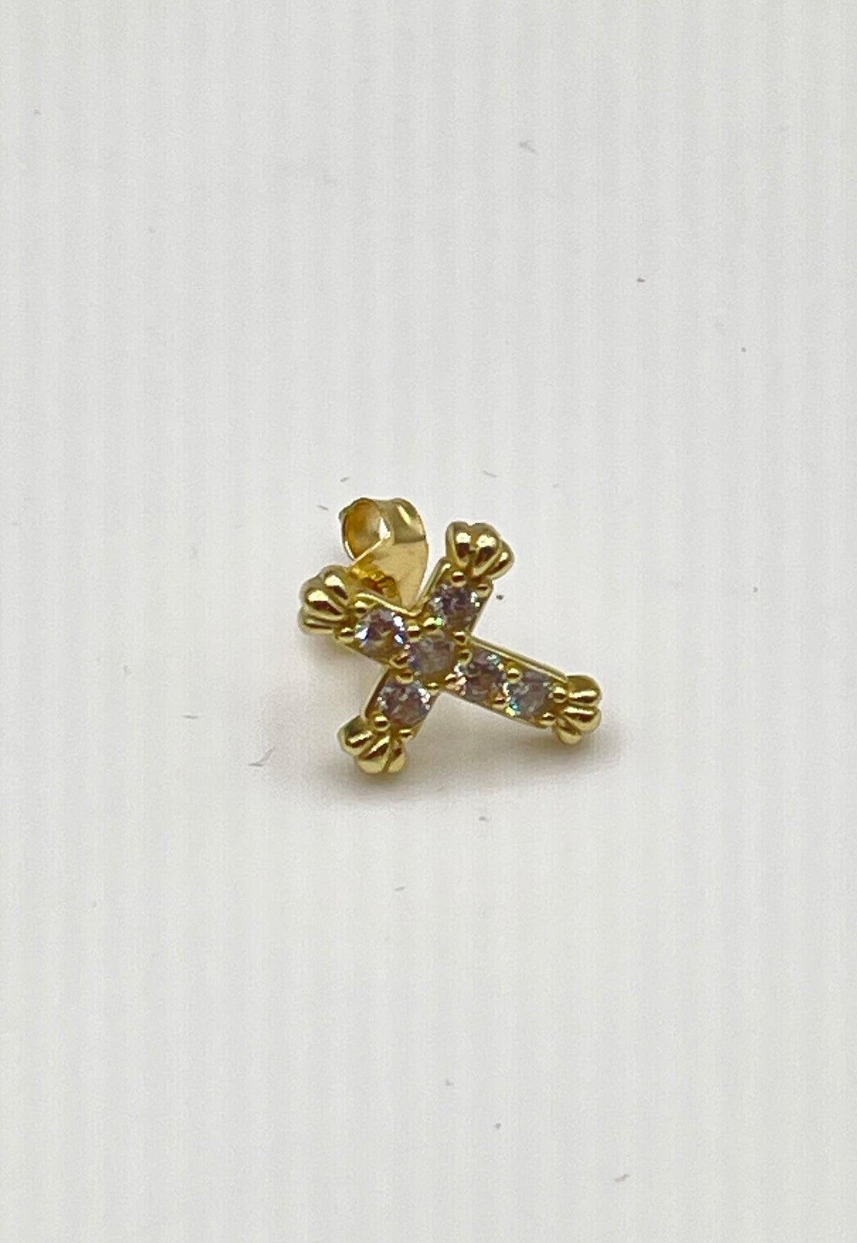 Addison Blvd 925 Sterling Silver Two-Tone CZ Cross Stud Earrings In Box 25.7g
