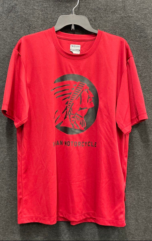 Indian Motorcycle Men's Performance T-Shirt Red Headdress Logo Graphic Size L
