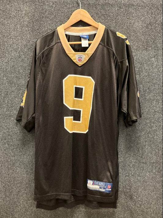 Reebok New Orleans Saints Drew Brees #9 NFL Replica Jersey Black Gold Sz L