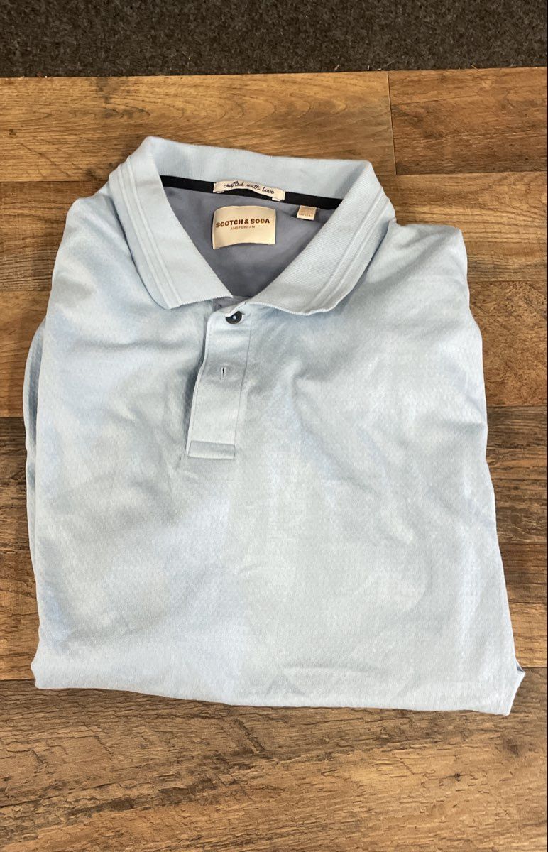 Scotch & Soda Men's Light Blue Short Sleeve Pique Polo Shirt Size XL