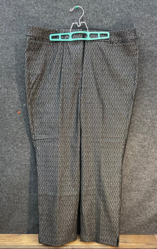Lane Bryant Women's Black Silver Metallic Geometric Diamond Trousers Pants NWT