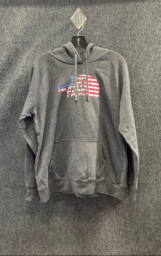 The North Face Women's Gray American Flag USA Logo Pullover Hoodie Size L
