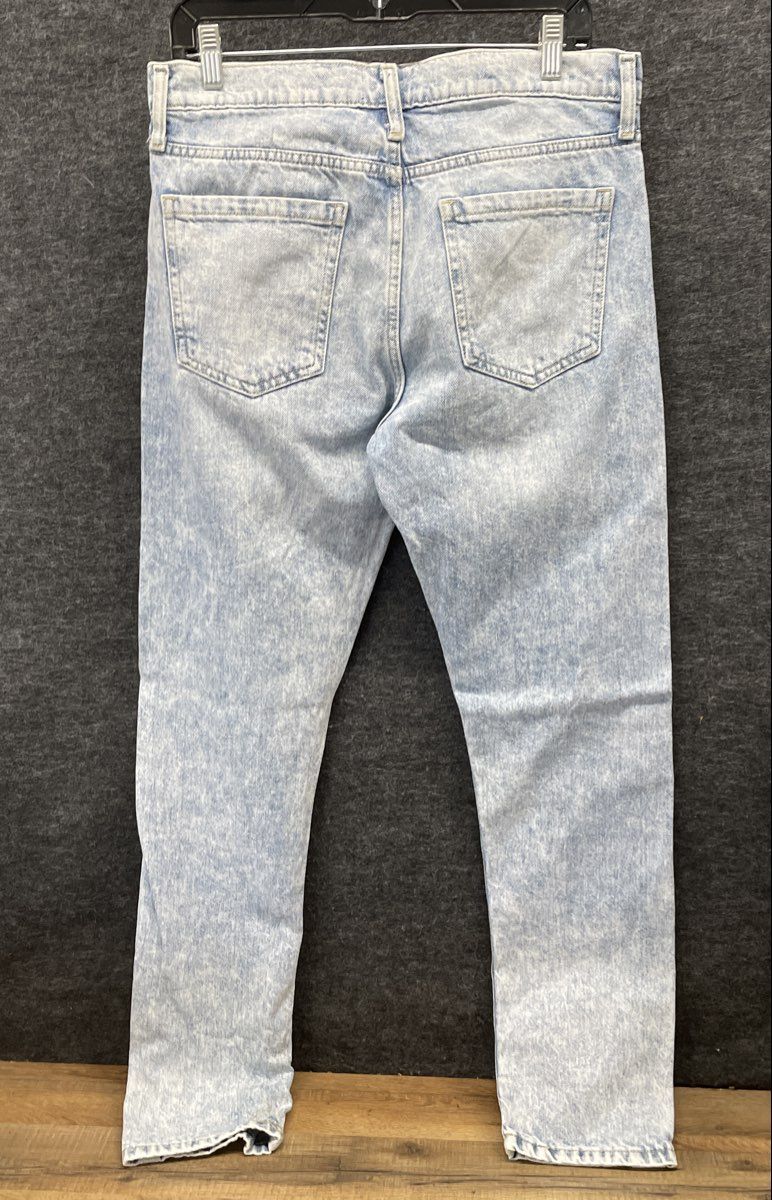 Forever 21 Men's Slim Distressed Patched Light Wash Denim Jeans Sz 31