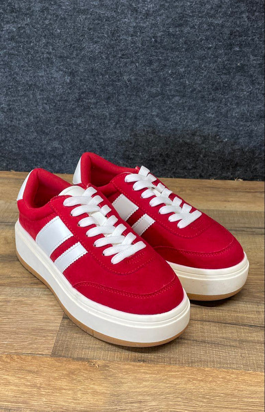 Steve Madden Vidan Red White Platform Sneakers Women's Size 6M
