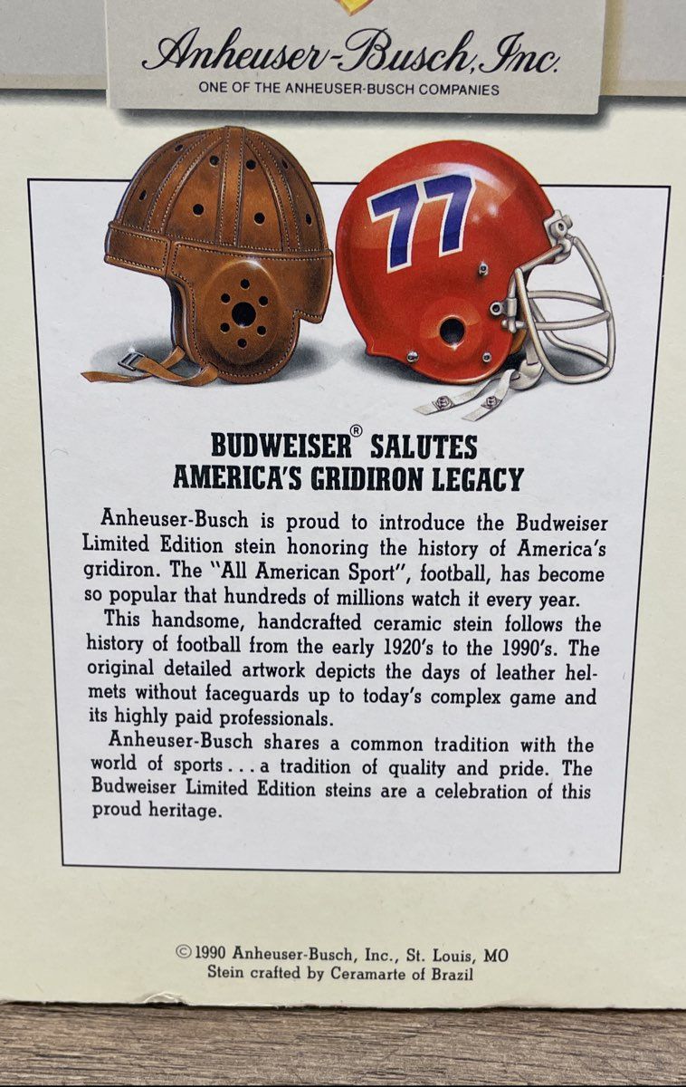 Lot of 3 Vintage Budweiser Steins Holiday 1995 Football Baseball w/ Boxes