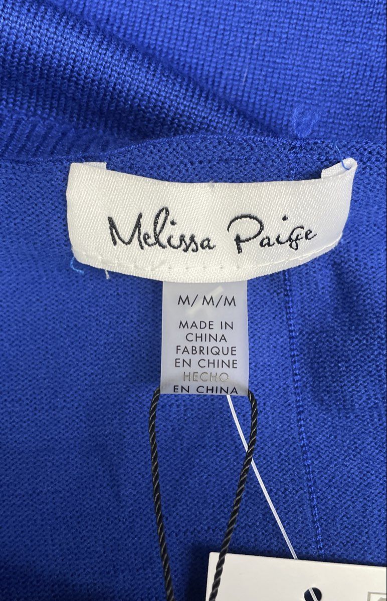 Melissa Paige Women's Cobalt Blue Button Back 3/4 Sleeve Sweater Sz M NWT