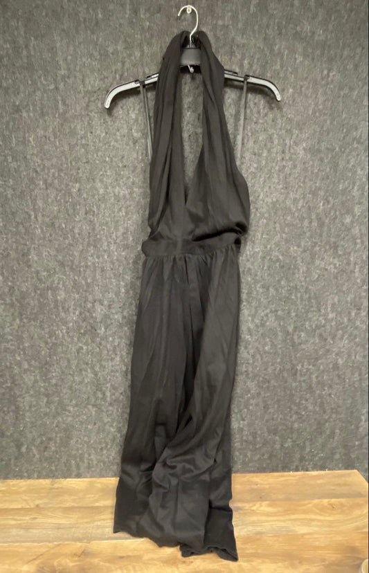 Vintage 90s Danny Noble Women's Black Halter Maxi Dress Plunging V-Neck NWT Sz M