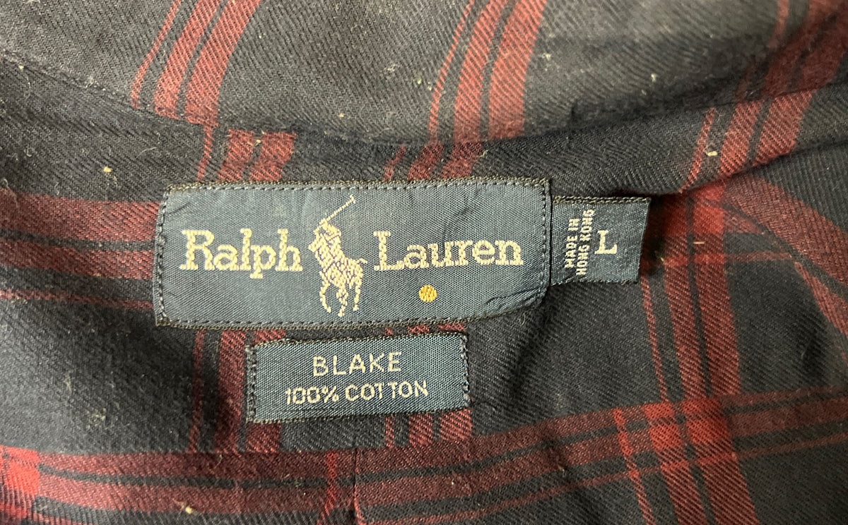 Vintage 90s Polo Ralph Lauren Men's Blake Navy Burgundy Plaid Shirt Sz L