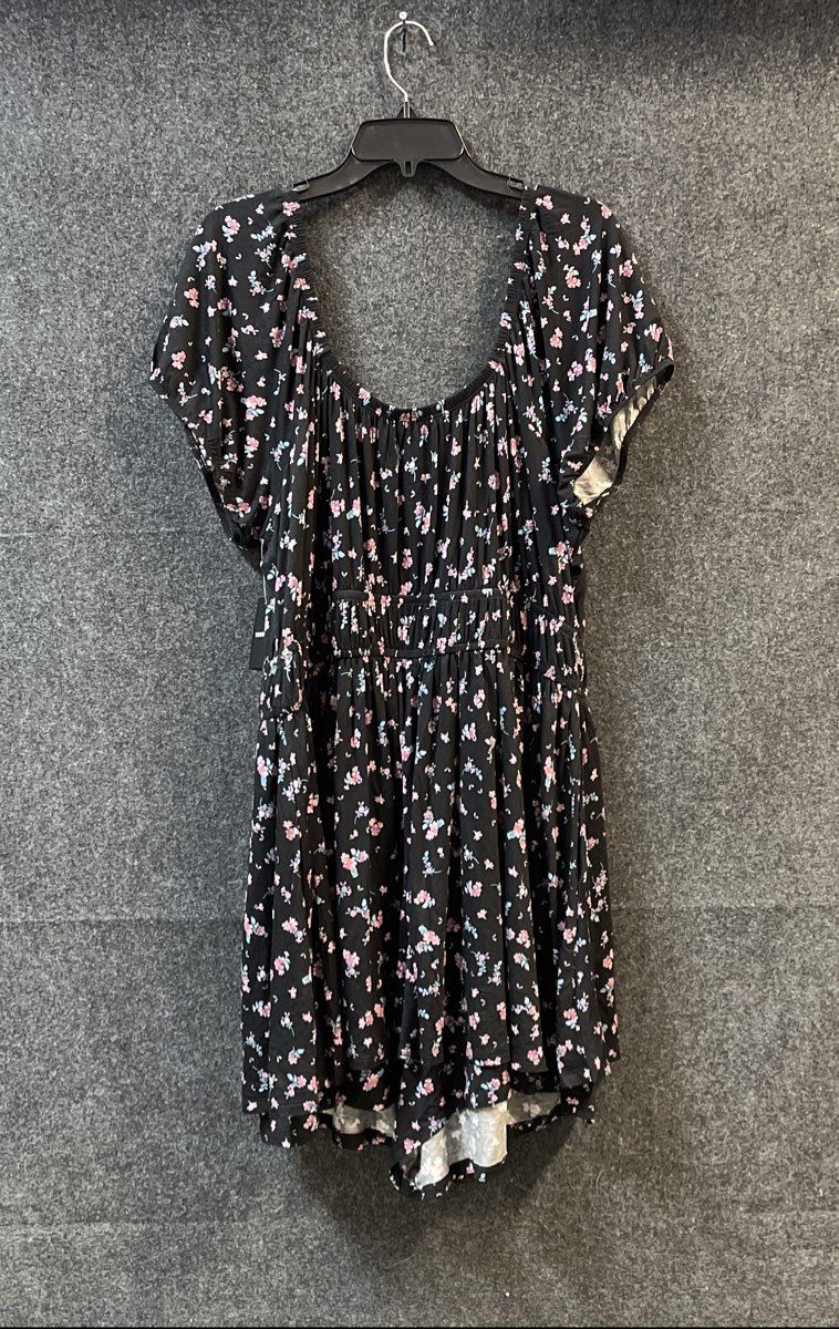 Torrid Women's Black Alexa Ditsy Floral Puff Sleeve Tiered Jersey Romper NWT 2X