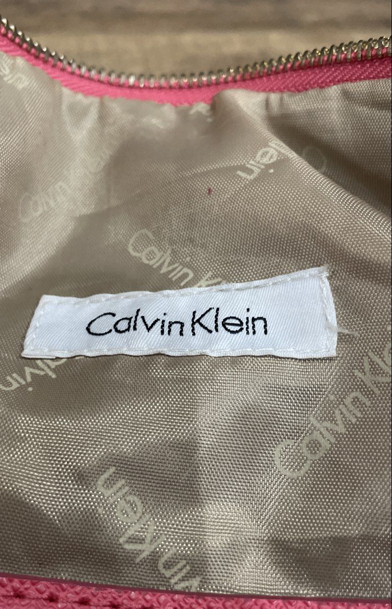 Calvin Klein Brown Pink Monogram Leather Travel Duffle Bag Large Crossbody