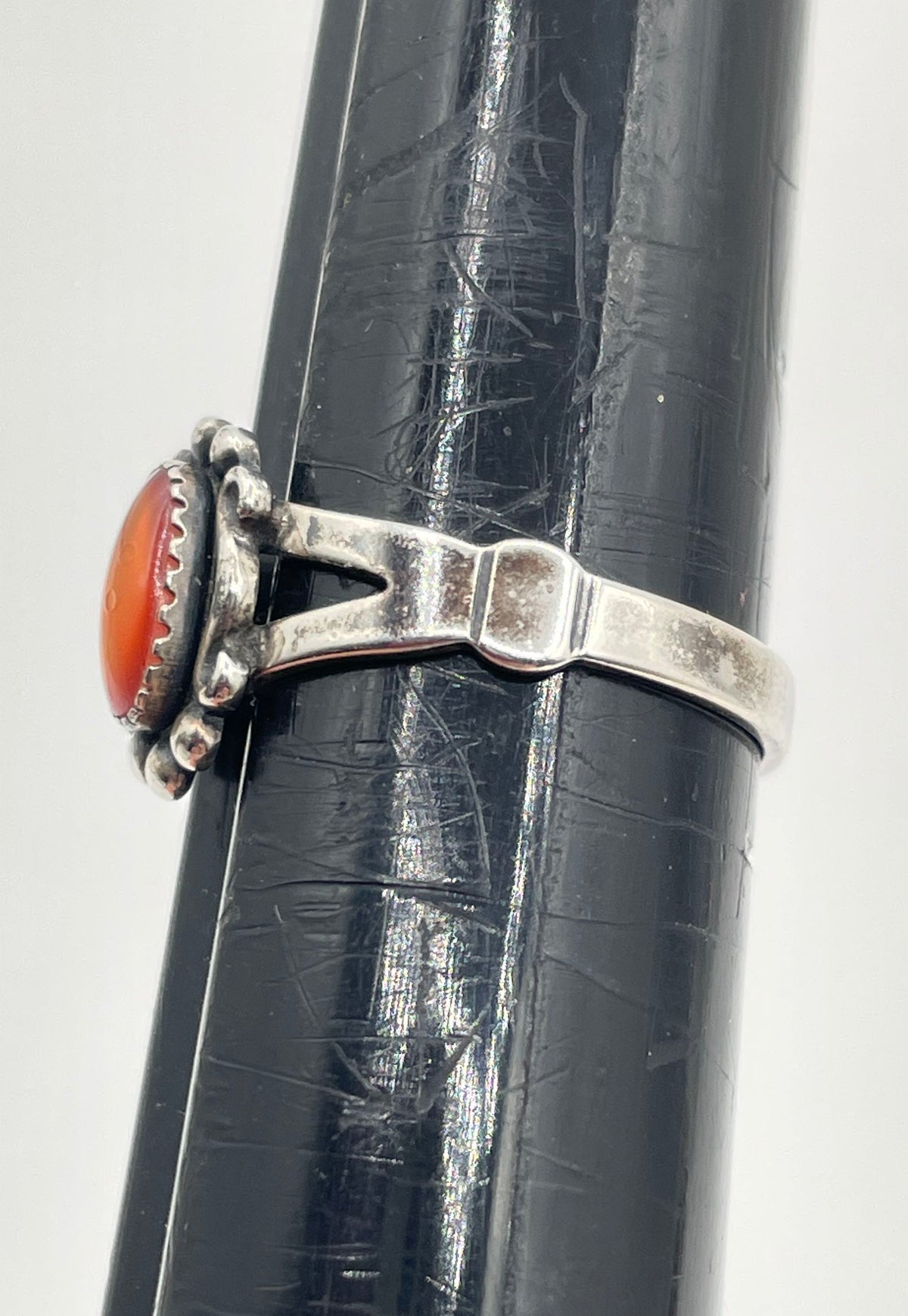 Wheeler Mfg. Co. 925 Sterling Silver Orange Resin Stone Ring 2.3g