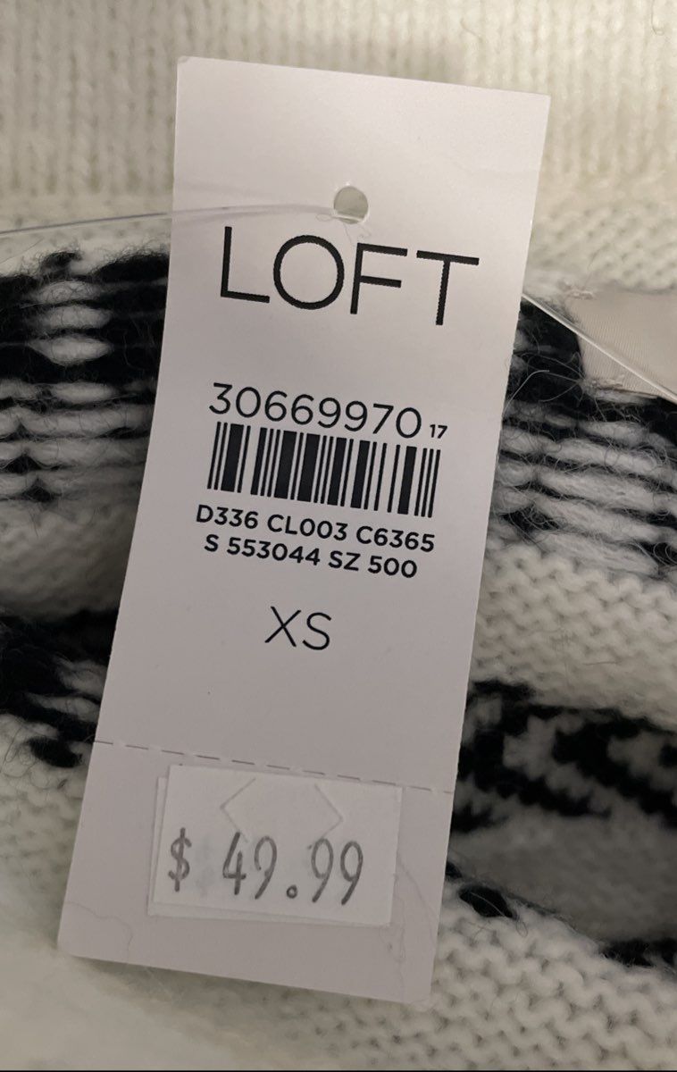 Loft Women's Fair Isle Knit Sweater Skirt Black White NWT Sz XS