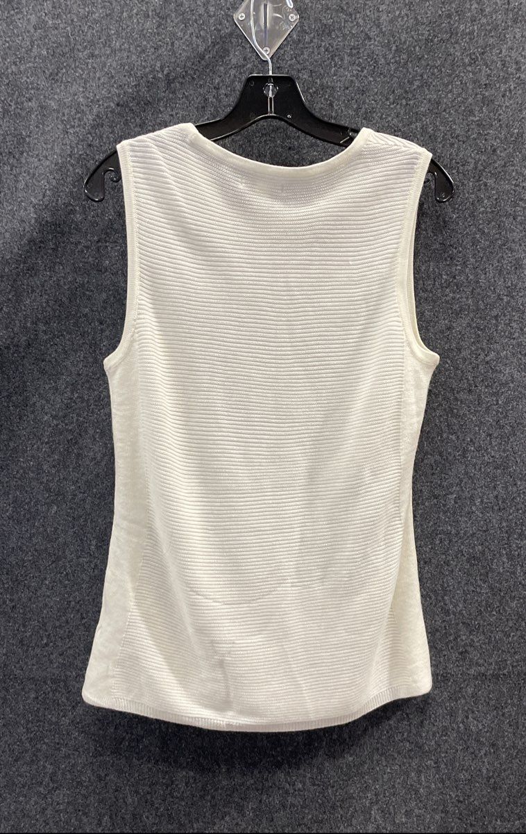 Dana Buchman Women's White Ribbed Knit Sleeveless Top Shell Sz M