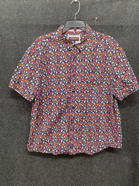 Johnston & Murphy Men's Short Sleeve Button Up Shirt XL Flamingo Print Cotton