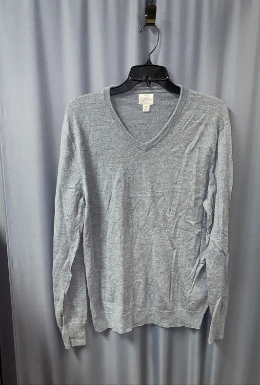 J. Crew Men's Gray 100% Merino Wool V-Neck Long Sleeve Sweater Size M