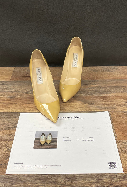 Jimmy Choo Nude Patent Leather Pointed Toe Pumps Heels Size 36.5 COA