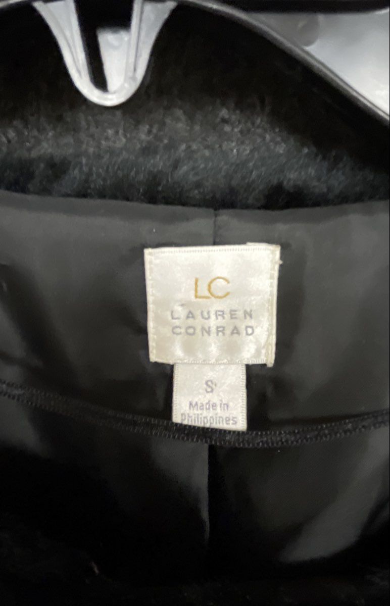 LC Lauren Conrad Women's Black Faux Fur Cropped Jacket Bolero Sz S