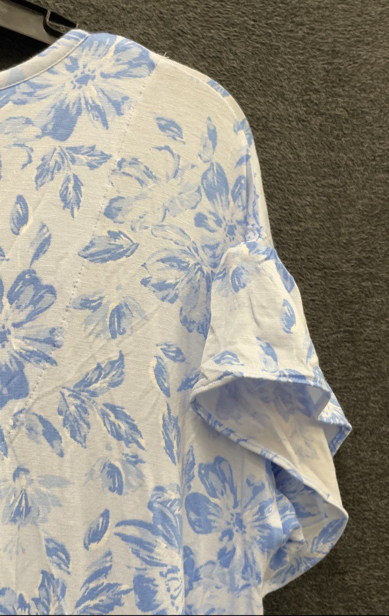 Tommy Bahama Women's Blue White Floral Rayon Spandex Maxi Dress Nightgown Sz S