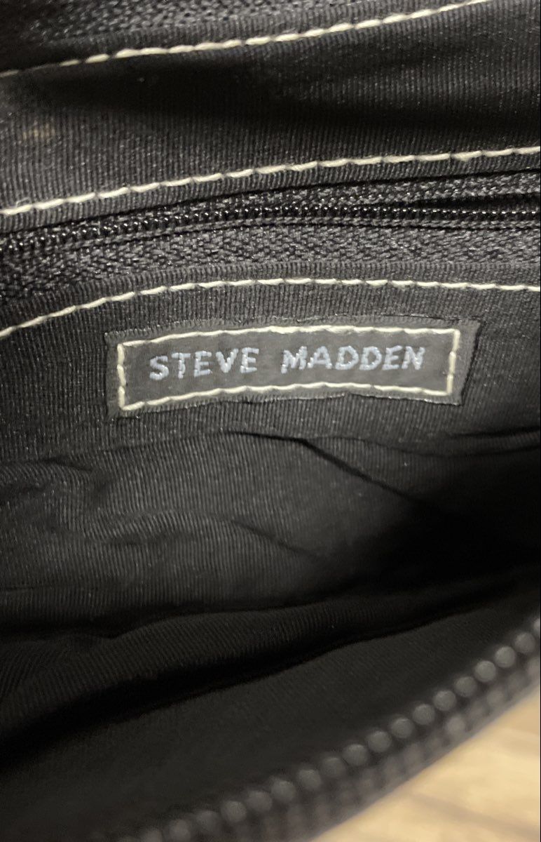Steve Madden Black Leather Vintage 2000s Baguette Shoulder Bag Contrast Stitch