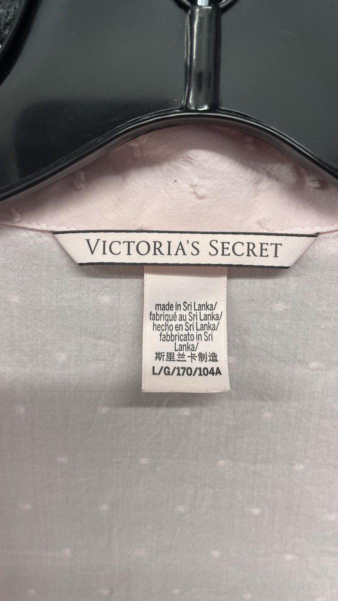 Victoria's Secret Women's Pink Swiss Dot Lace Short Sleeve Pajama Top Sz Large