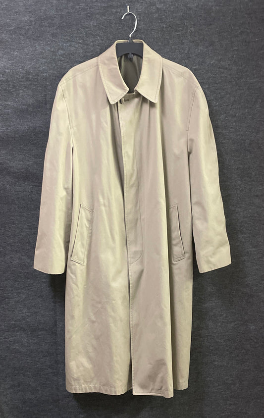 London Fog Men's Tan Vintage Single Breasted Trench Coat Made in USA