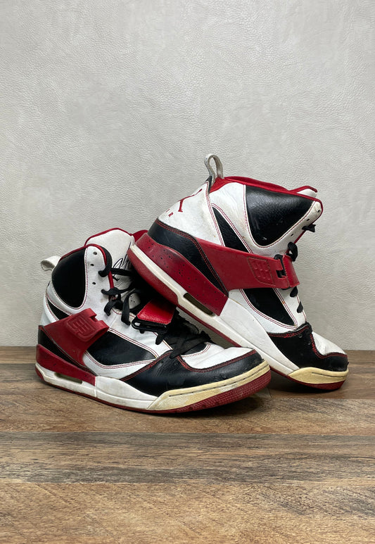 Nike Air Jordan Flight 45 High White Black Gym Red Sneakers Men's Size 10.5