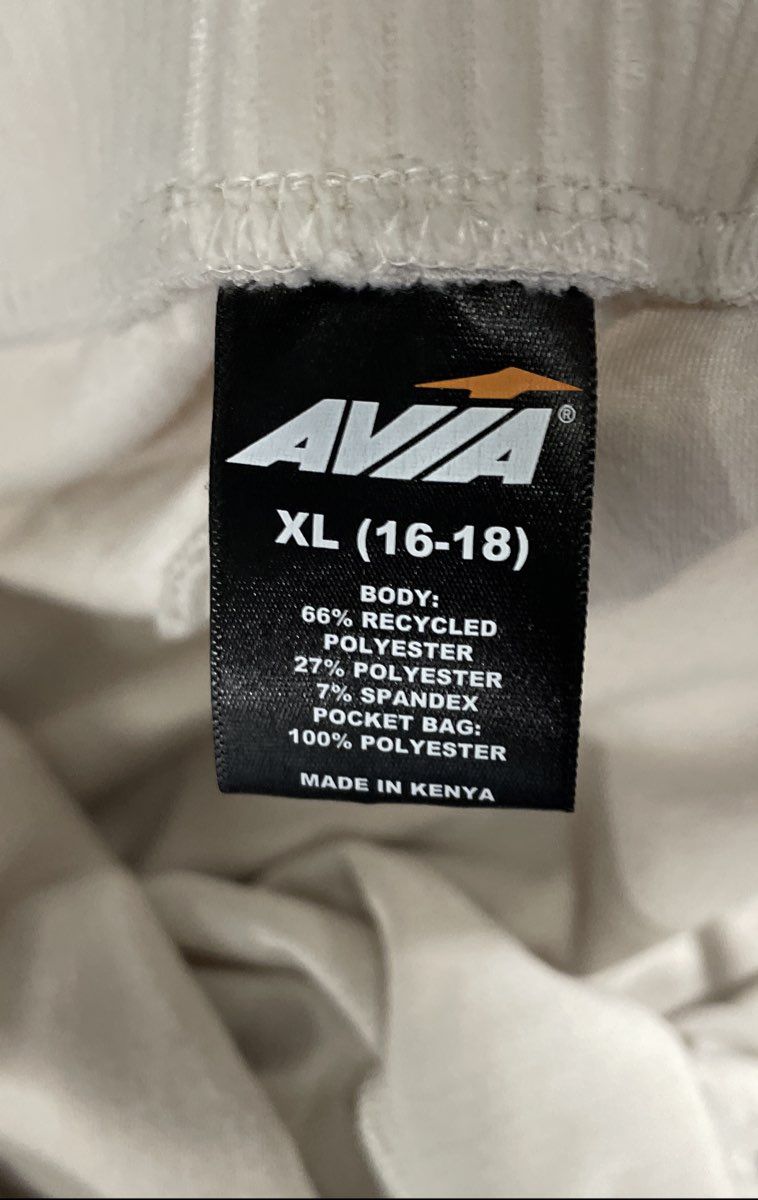 Avia Women's White Ribbed Velour Elastic Waist Jogger Pants Sz XL 16-18