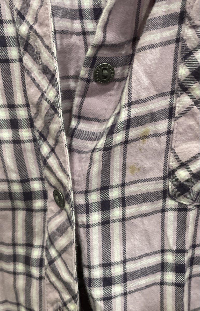 Sonoma Women's Lavender Plaid 100% Cotton Button Up Shirt Sz XL
