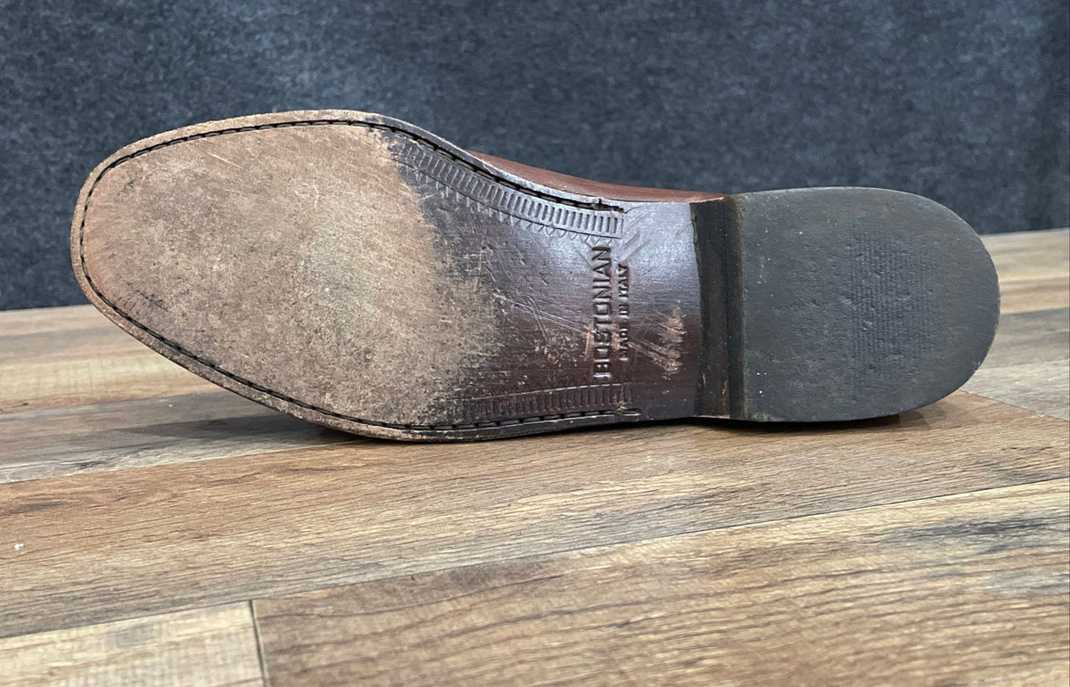Bostonian Brown Woven Leather Tassel Kiltie Loafers Made in Italy Size 8.5