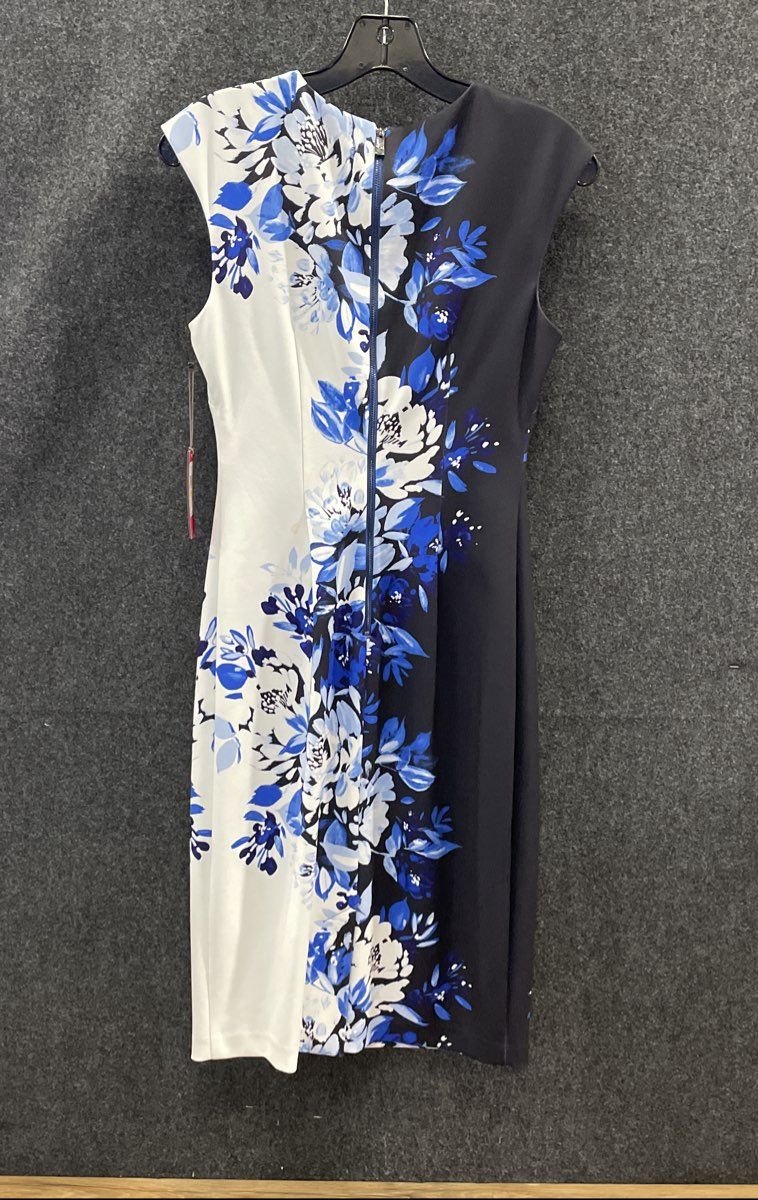 Vince Camuto Women's Blue Floral Sheath Dress Sleeveless Colorblock NWT Sz 4
