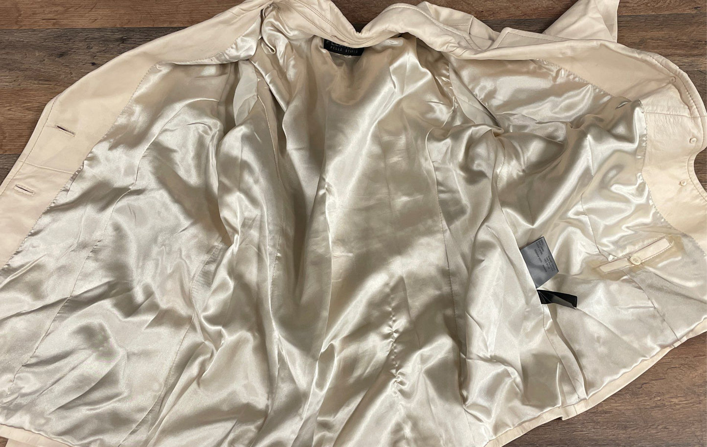 Wilsons Leather Pelle Studio Women's Cream Blazer Jacket Vintage Y2K Sz M